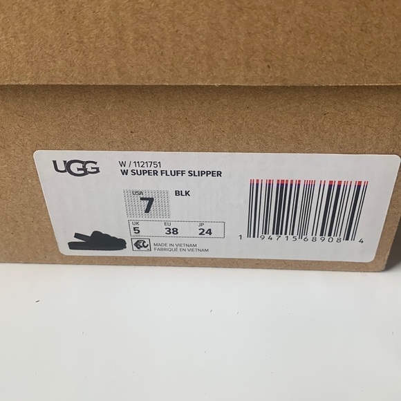 NIB UGG Women Super Fluff Slipper Black US size 7 - Picture 7 of 7